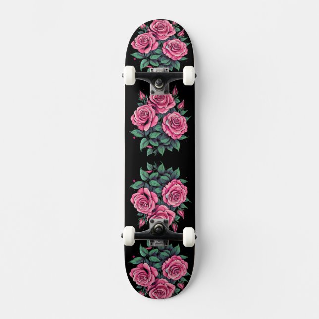 Skateboard Rosa Rosa Flores Lindas (Anverso)