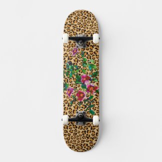 Skateboard Rosa vintage - impresión leopardo