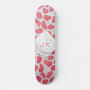 Skateboard Rosa y blanco dálmata con monograma