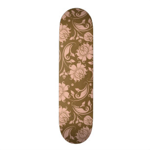 Skateboard Rosa y estampado de flores de Brown