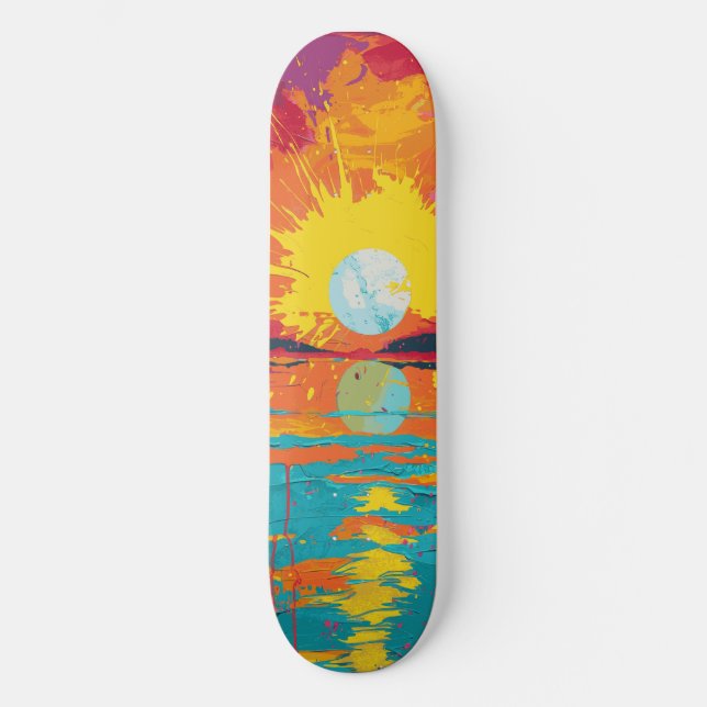 Skateboard rosa y Naranja Guay Beach Sunshine (Anverso)