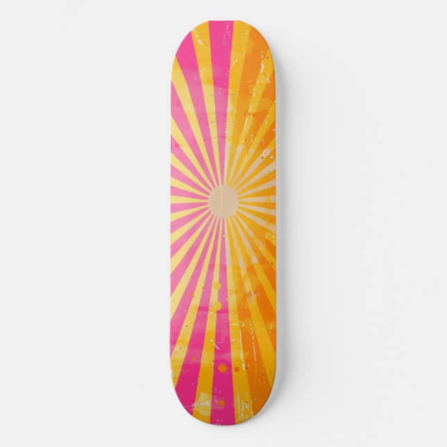 Skateboard rosa y Naranja Guay Retro Sunshine (Anverso)