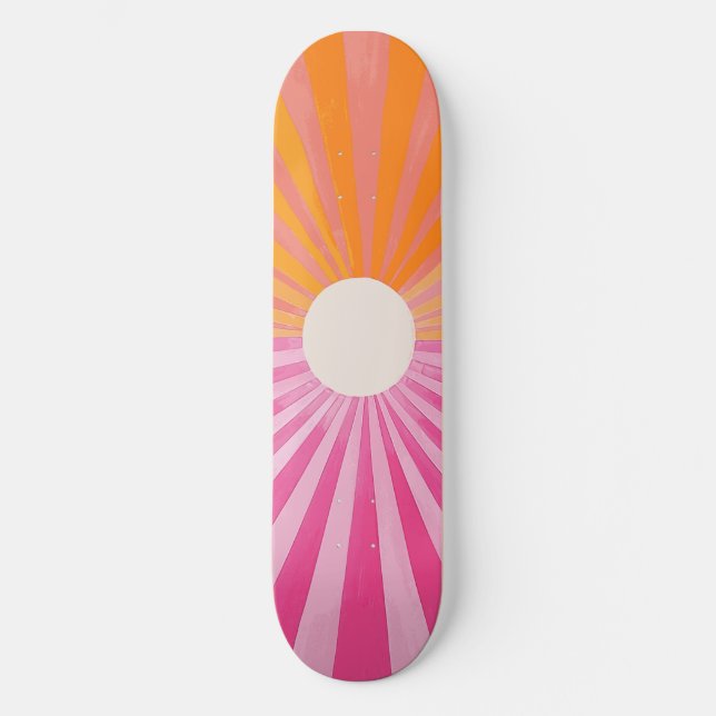 Skateboard rosa y Naranja Guay Retro Sunshine (Anverso)