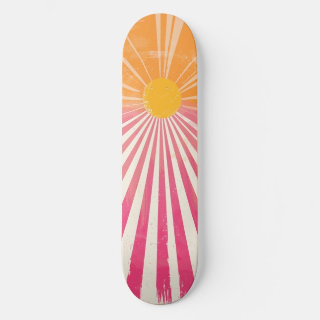 Skateboard rosa y Naranja Guay Retro Sunshine (Anverso)