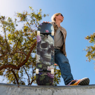 Skateboard Rosas a la luz de la luna Calavera