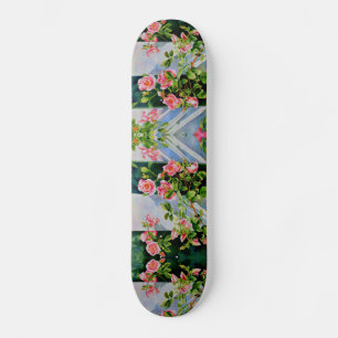 Skateboard Rosas de acuarela roja rosa