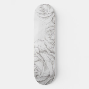Skateboard Rosas de época Decoración de gris floral