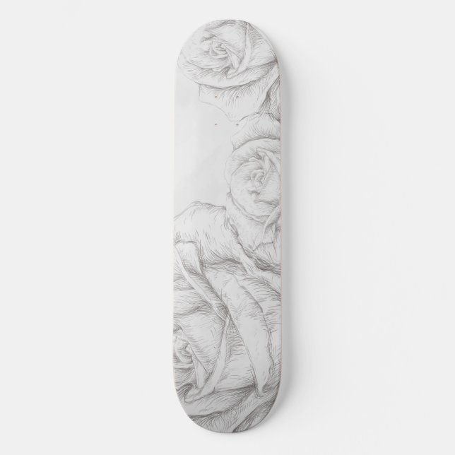 Skateboard Rosas de época Decoración de gris floral (Anverso)