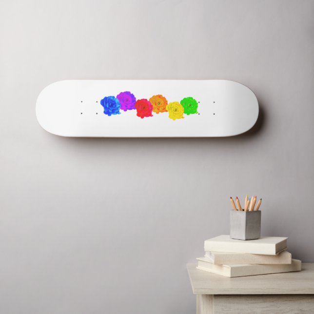 Skateboard Rosas del arcoiris (Arte de pared (horz))