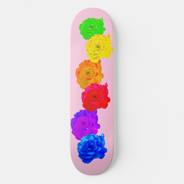 Skateboard Rosas del arcoiris (Anverso)