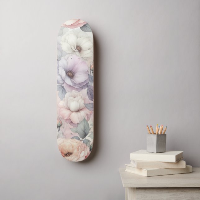 Skateboard Rosas elegantes (Arte de la pared)