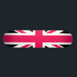 Skateboard Rosas fuertes del ~ de Union Jack blancos y negros<br><div class="desc">Este Union Jack es personalizado coloreado con rosas fuertes y negro.</div>