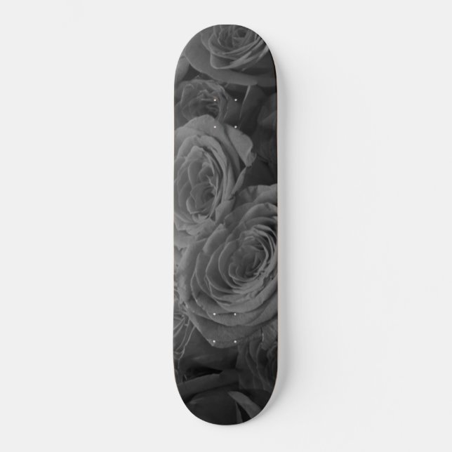 Skateboard Rosas grises, foto floral gris (Anverso)
