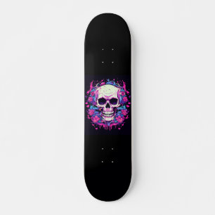 Skateboard Rosas Rosadas Calavera