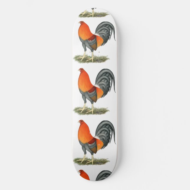 Skateboard Rostro Rojo Azul Gamecock (Anverso)