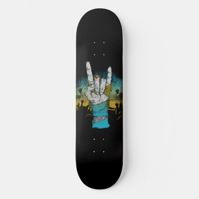 Skateboard Rótulo de cuernos en concierto de rock de música z (Anverso)