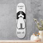 Skateboard Rótulo personalizado "Mantener fuera" de salón de<br><div class="desc">Añada un toque divertido a su espacio con este personalizado "Keep Out" Dog Room Rótulo Skateboard Deck. Perfecto para los amantes del perro y del skateboarding por igual, este puente cuenta con un bonito ilustracion de perro en blanco y negro con un fondo vibrante. Los mensajes "Alexander's Room" y "Keep...</div>