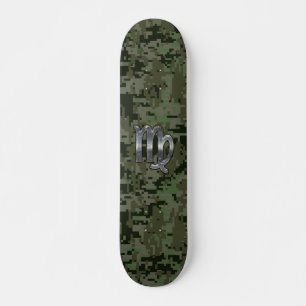Skateboard Rótulo Virgo Zodiac en camo digital verde oliva