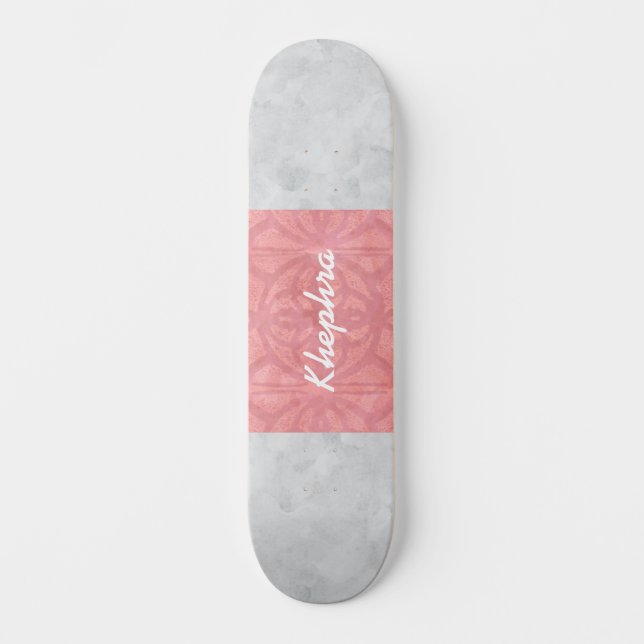Skateboard Ruddy Pink Batik Gray Water Name (Anverso)
