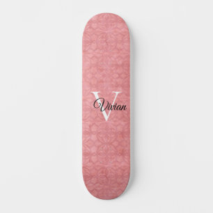 Skateboard Ruddy Pink Watercolor Monograma