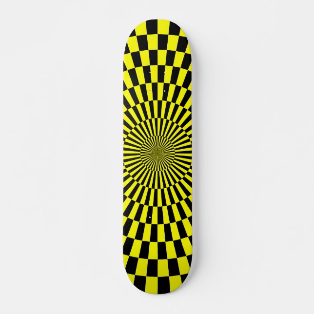 Skateboard Rueda de Op Art - Amarillo y Negro (Anverso )