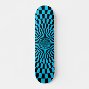 Skateboard Rueda de Op Art - Azul cielo y negro