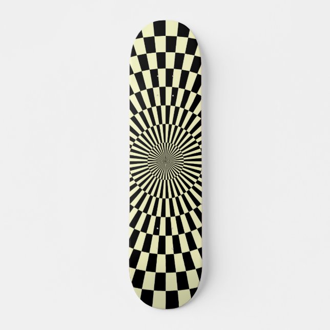 Skateboard Rueda de Op Art - Crema y negro (Anverso )