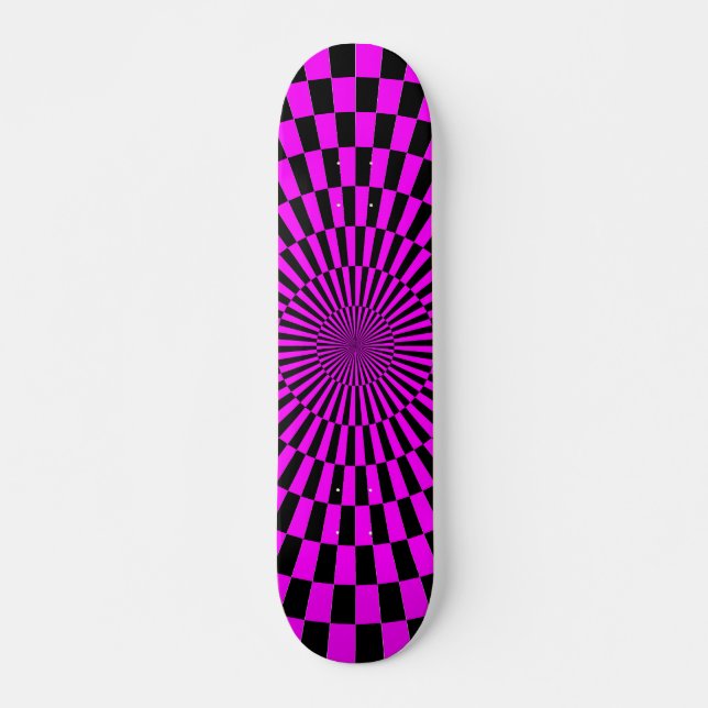 Skateboard Rueda de Op Art -Magenta y Negro (Anverso )