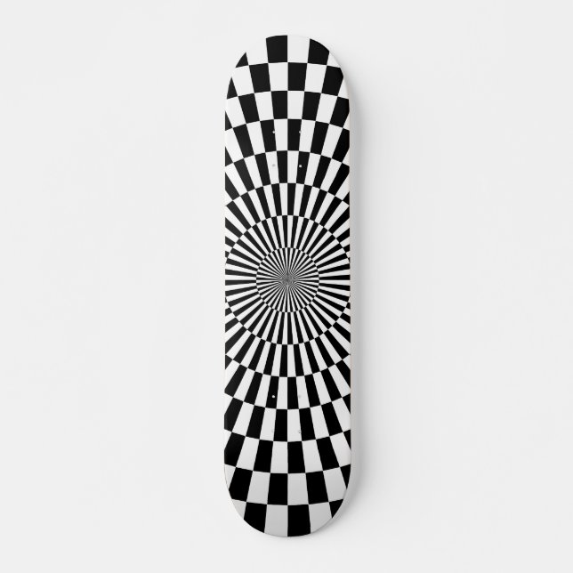 Skateboard Rueda de Op Art - Negro y Blanco (Anverso )