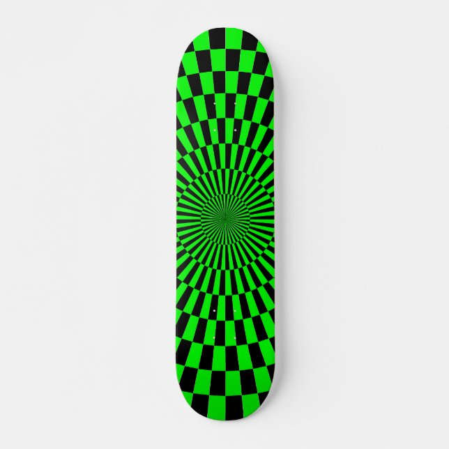 Skateboard Rueda de Op Art - Verde y Negro (Anverso )