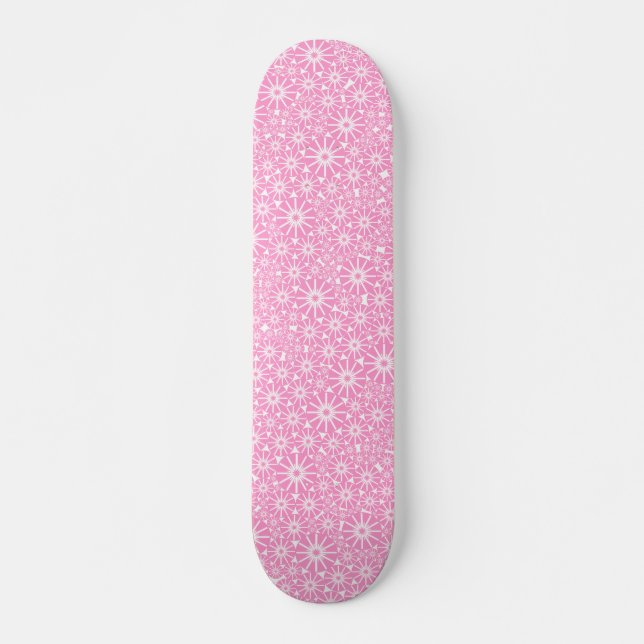 Skateboard Rueda Estelar Abstracta - Rosa sobre Blanco (Anverso )