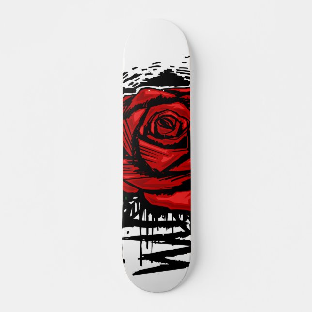 Skateboard Rugged Rose Graffiti Art – Red Urban Flower (Anverso )
