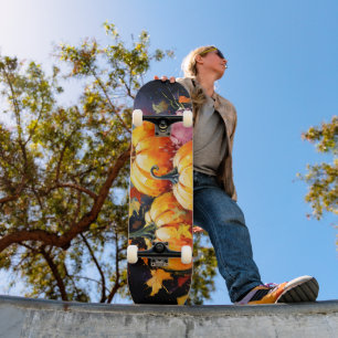 Skateboard Rústica Calabaza de otoño coloridas hojas de otoño