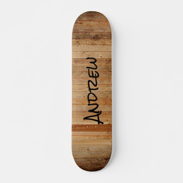Skateboard Rústico de madera personalizada País marrón negro  (Anverso )