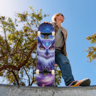 Skateboard Sabiduría Mística Cósmica Búho Espiritual Celestia