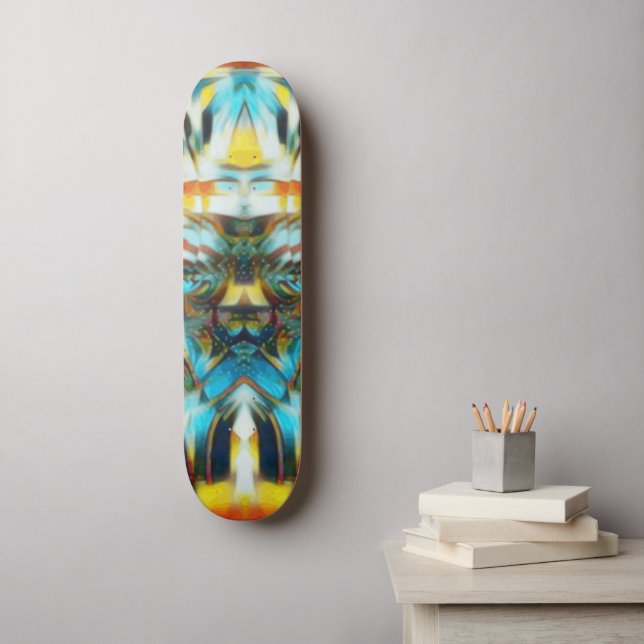 Skateboard Sacred Light Wave Mask light blue yellow orange (Arte de la pared)