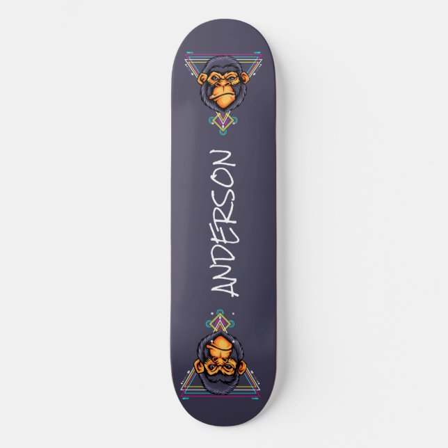 Skateboard Sagrado de cabeza de gorila enojada personalizada  (Anverso)