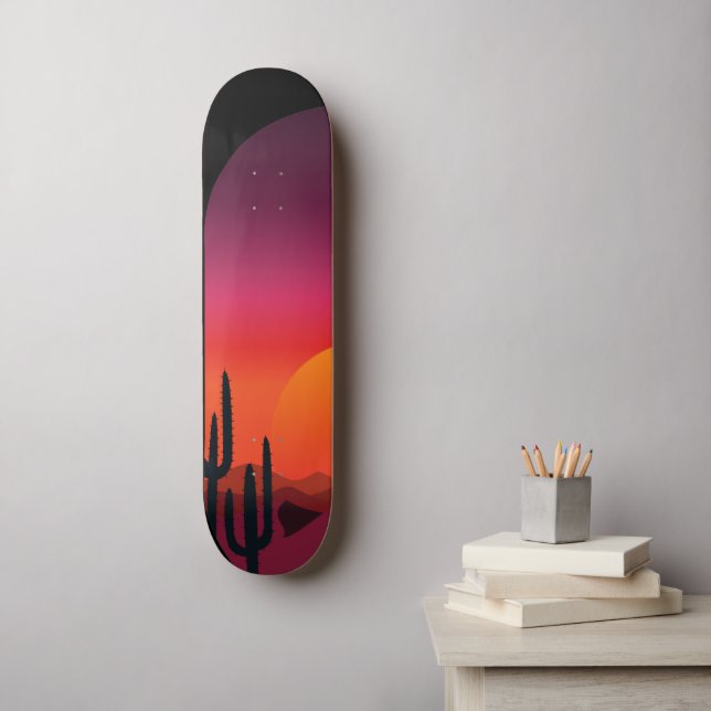 Skateboard Saguaro Cactus Sonoran Desert Sunrise Scene (Arte de la pared)