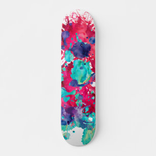 Skateboard Salpicadura de acuarela colorida