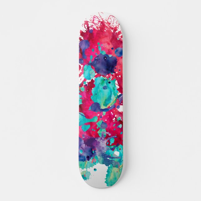 Skateboard Salpicadura de acuarela colorida (Anverso )