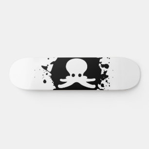 Skateboard Salpicadura de tinta de pulpo en negro y blanco