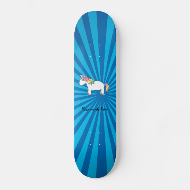 Skateboard Salto de sol azul de Unicornio (Anverso)