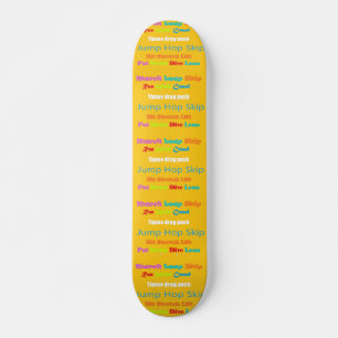 Skateboard Salto Salto Salto Lean Diseño de texto con colores