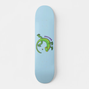 Skateboard Saludos felices de gecko verde lindo con personali