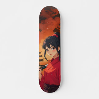 Skateboard Samouraï Temple en feu Animé Japonais