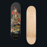 Skateboard Samurai Black personalizado<br><div class="desc">Cartel de skateboard negro de arte samurai con tu nombre añadido. Colores brillantes en negrita.</div>
