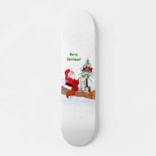 Skateboard Santa Claus con Fox de Conejo y Squirrel
