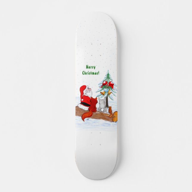 Skateboard Santa Claus con Fox de Conejo y Squirrel (Anverso )