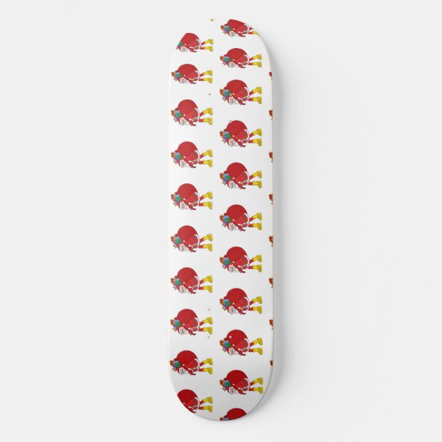 Skateboard Santa Claus viste grandes botes amarillos (Anverso)