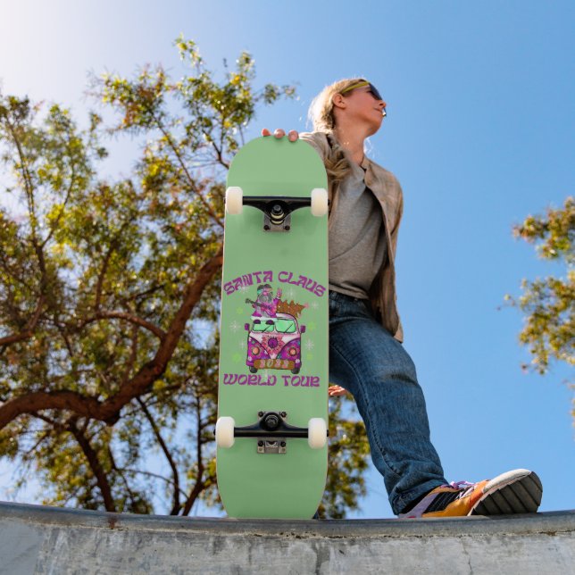 Skateboard SANTA CLAUS WORLD TOUR estilo de los 70 graciosos (Exterior 1)